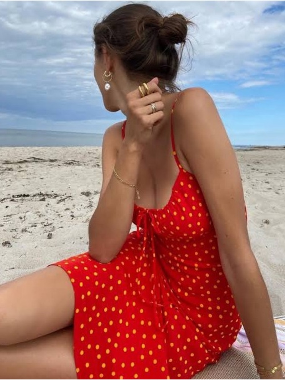 Realisation Par Inez Dress Mini in Rossa Red Polka Dot Size Small
